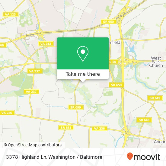 3378 Highland Ln, Fairfax, VA 22031 map