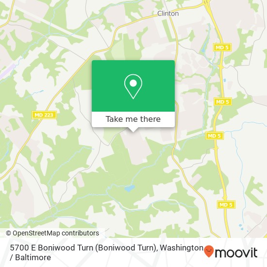 Mapa de 5700 E Boniwood Turn (Boniwood Turn), Clinton, MD 20735