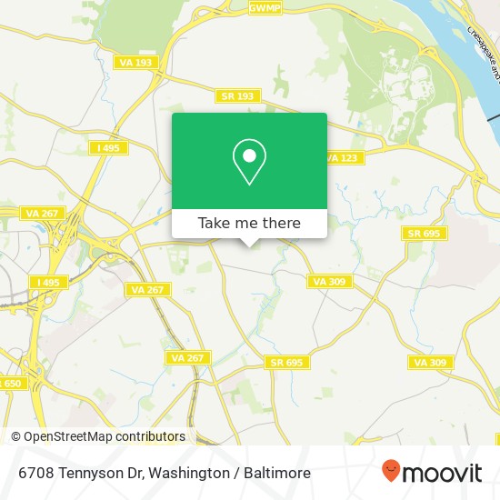 Mapa de 6708 Tennyson Dr, McLean, VA 22101