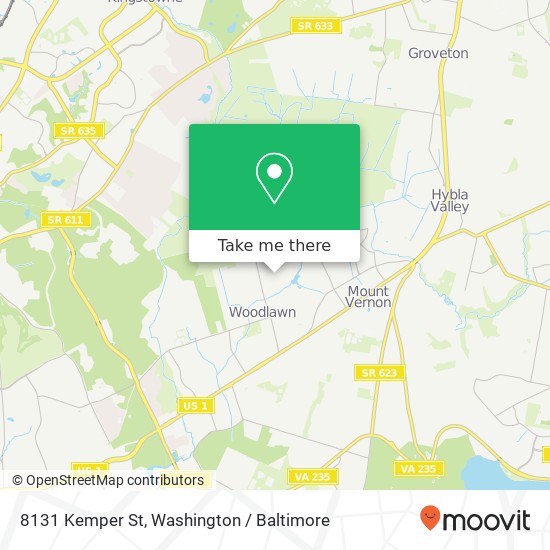 Mapa de 8131 Kemper St, Alexandria, VA 22309