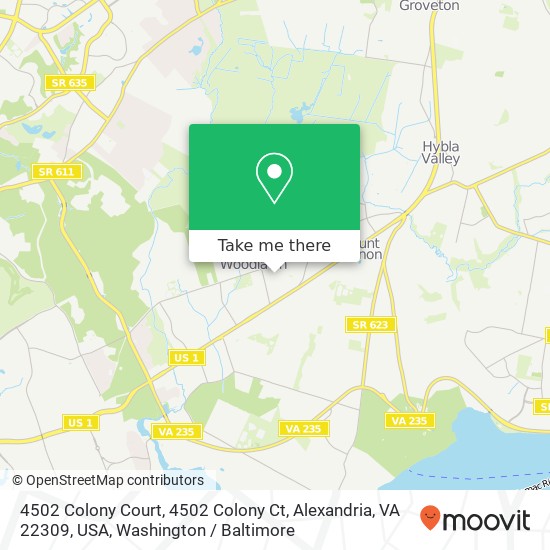 Mapa de 4502 Colony Court, 4502 Colony Ct, Alexandria, VA 22309, USA