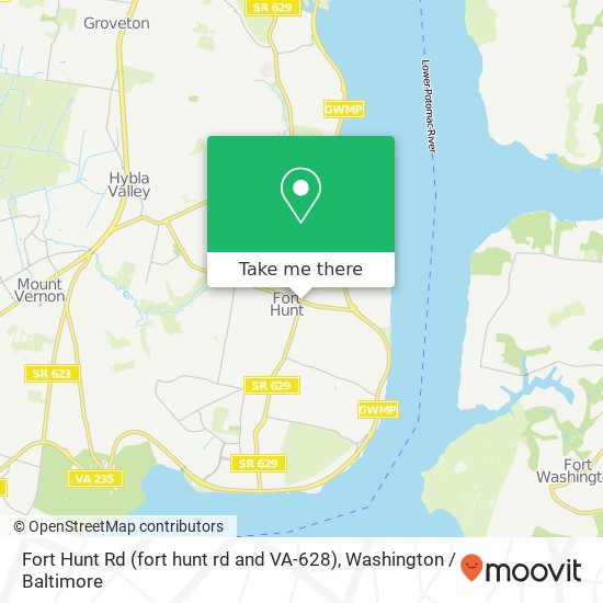 Fort Hunt Rd (fort hunt rd and VA-628), Alexandria, VA 22308 map