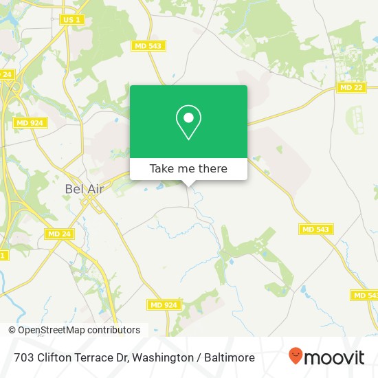 Mapa de 703 Clifton Terrace Dr, Bel Air, MD 21015