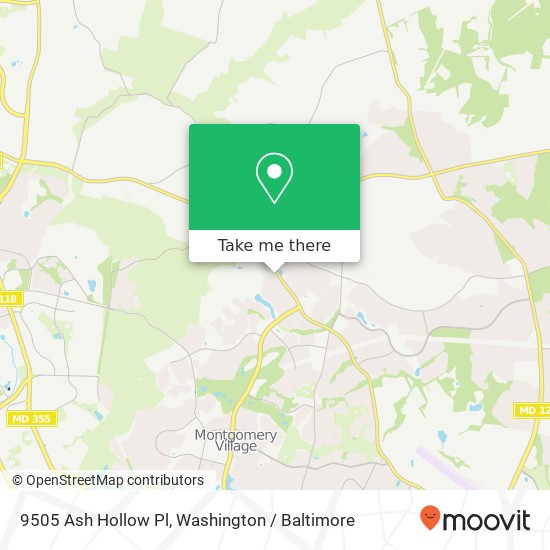 Mapa de 9505 Ash Hollow Pl, Montgomery Village, MD 20886