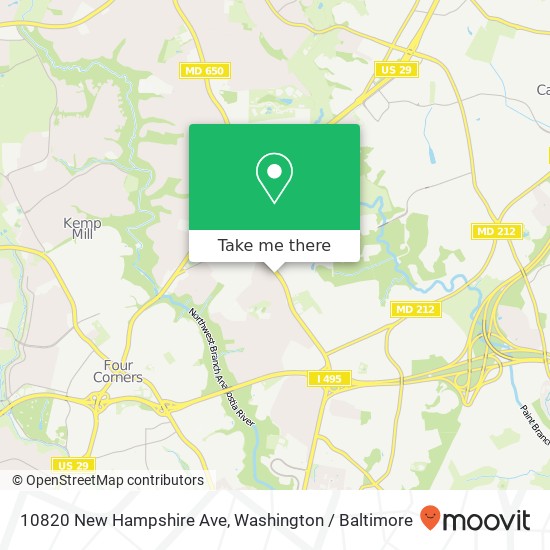 Mapa de 10820 New Hampshire Ave, Silver Spring, MD 20903