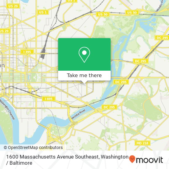 Mapa de 1600 Massachusetts Avenue Southeast