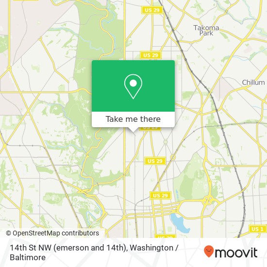 Mapa de 14th St NW (emerson and 14th), Washington, DC 20011