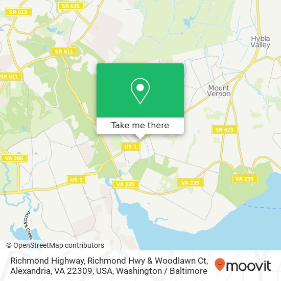 Mapa de Richmond Highway, Richmond Hwy & Woodlawn Ct, Alexandria, VA 22309, USA