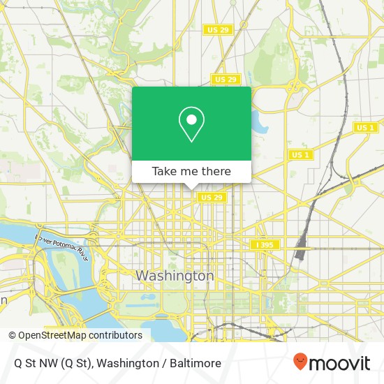 Mapa de Q St NW (Q St), Washington, DC 20009