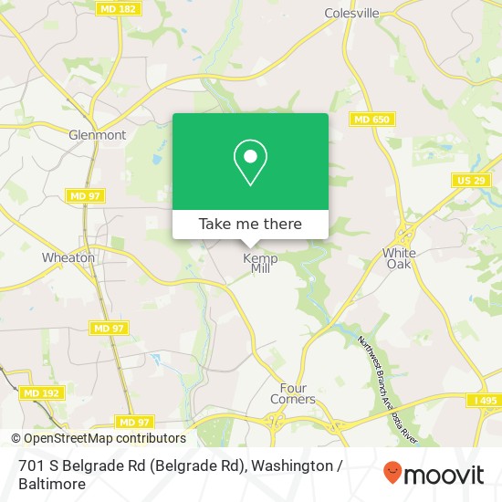 Mapa de 701 S Belgrade Rd (Belgrade Rd), Silver Spring, MD 20902