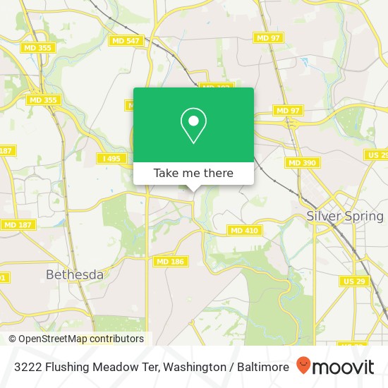 Mapa de 3222 Flushing Meadow Ter, Chevy Chase, MD 20815
