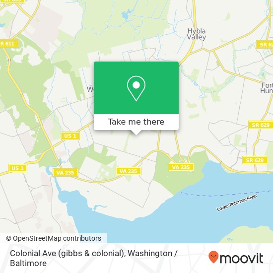 Mapa de Colonial Ave (gibbs & colonial), Alexandria, VA 22309