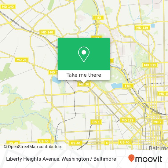 Mapa de Liberty Heights Avenue, Liberty Heights Ave, Baltimore, MD, USA
