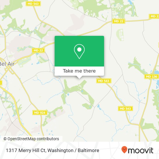 Mapa de 1317 Merry Hill Ct, Bel Air, MD 21015