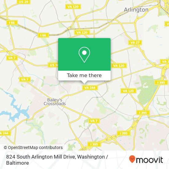 824 South Arlington Mill Drive, 824 S Arlington Mill Dr, Arlington, VA 22204, USA map