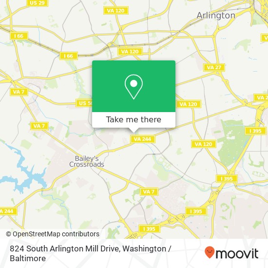 Mapa de 824 South Arlington Mill Drive, 824 S Arlington Mill Dr, Arlington, VA 22204, USA