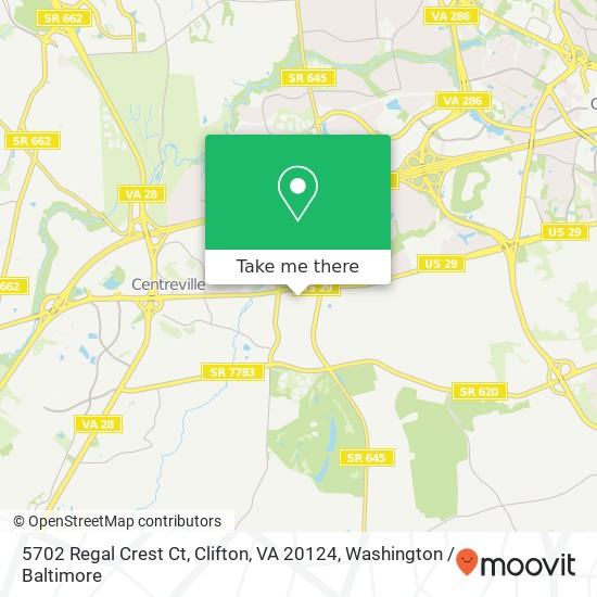 Mapa de 5702 Regal Crest Ct, Clifton, VA 20124
