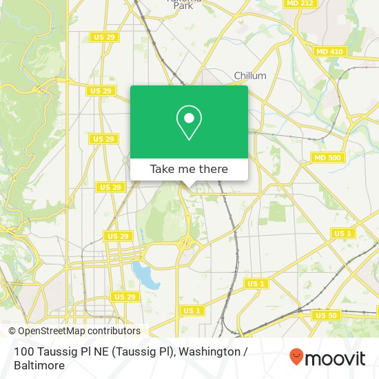 Mapa de 100 Taussig Pl NE (Taussig Pl), Washington, DC 20011