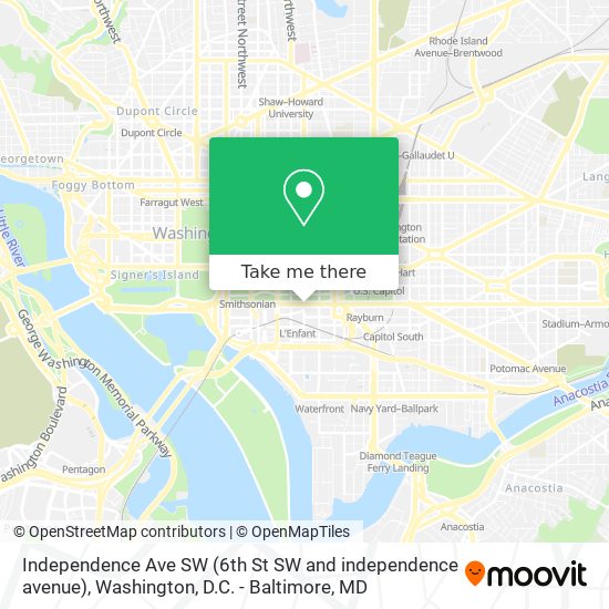 Independence Ave SW (6th St SW and independence avenue) map