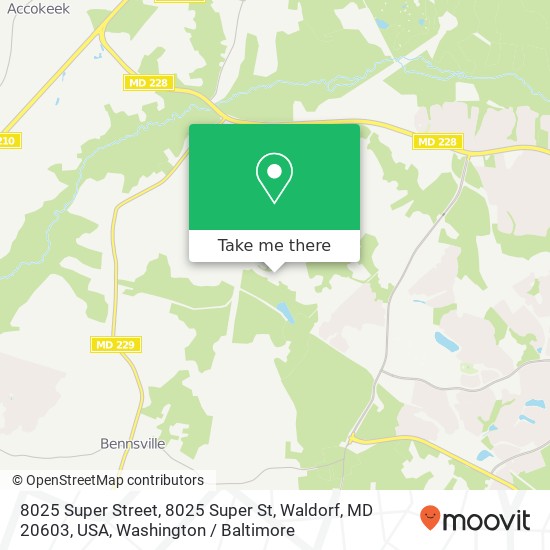 Mapa de 8025 Super Street, 8025 Super St, Waldorf, MD 20603, USA