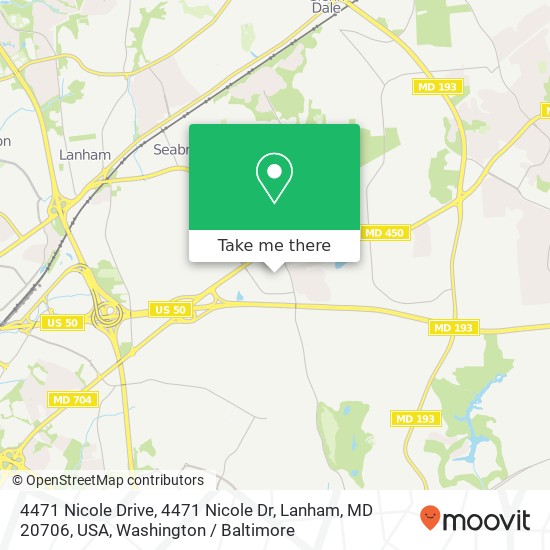 Mapa de 4471 Nicole Drive, 4471 Nicole Dr, Lanham, MD 20706, USA