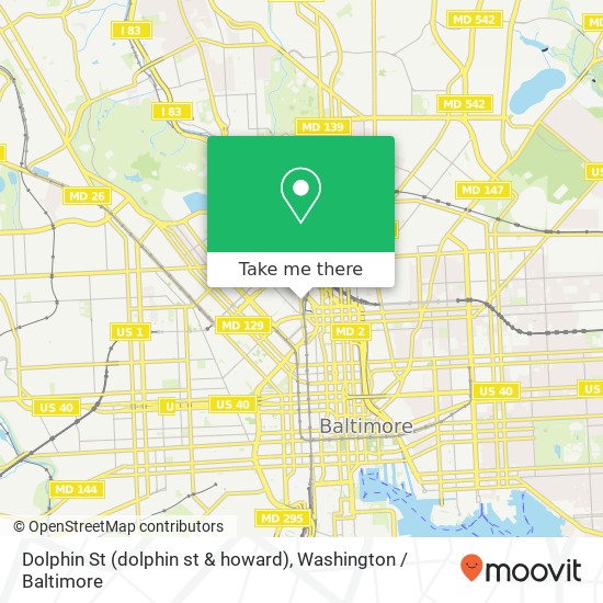 Mapa de Dolphin St (dolphin st & howard), Baltimore (DRUID), MD 21217