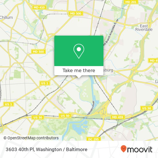 Mapa de 3603 40th Pl, Brentwood, MD 20722