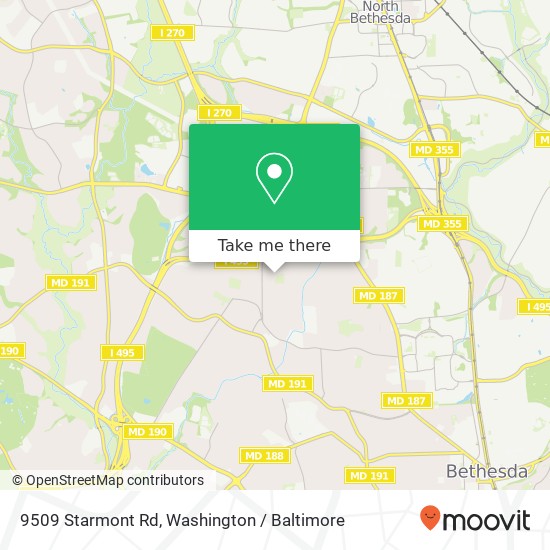 Mapa de 9509 Starmont Rd, Bethesda, MD 20817