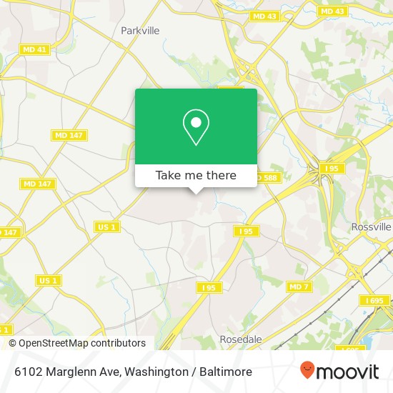 Mapa de 6102 Marglenn Ave, Baltimore, MD 21206