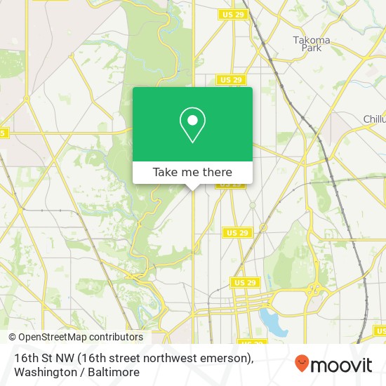 Mapa de 16th St NW (16th street northwest emerson), Washington, DC 20011