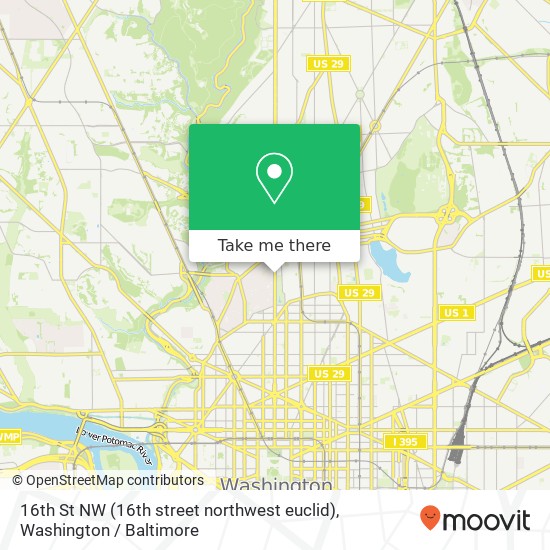 Mapa de 16th St NW (16th street northwest euclid), Washington, DC 20009