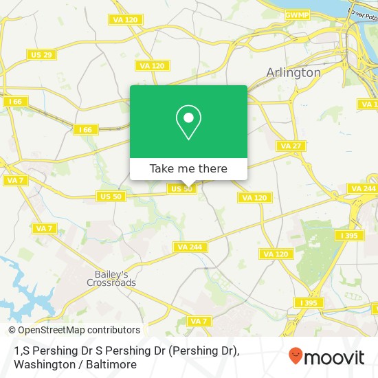 Mapa de 1,S Pershing Dr S Pershing Dr (Pershing Dr), Arlington, VA 22204