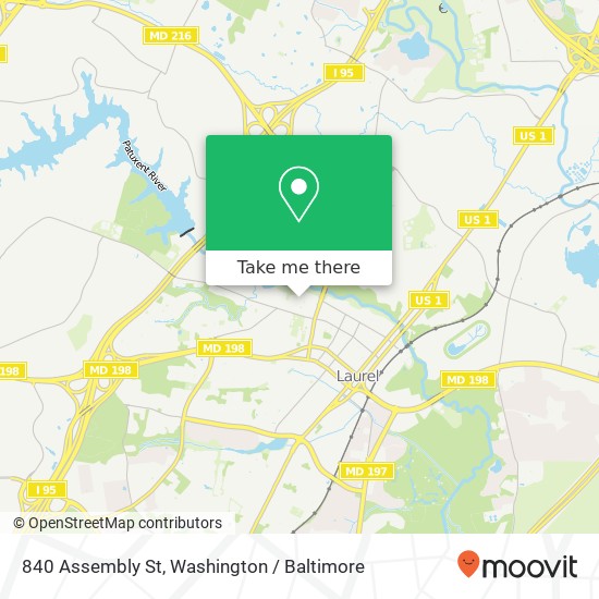 Mapa de 840 Assembly St, Laurel, MD 20707