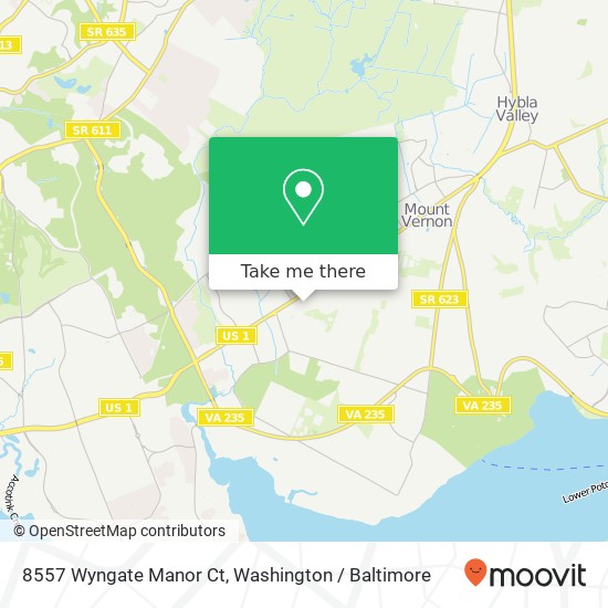 Mapa de 8557 Wyngate Manor Ct, Alexandria, VA 22309