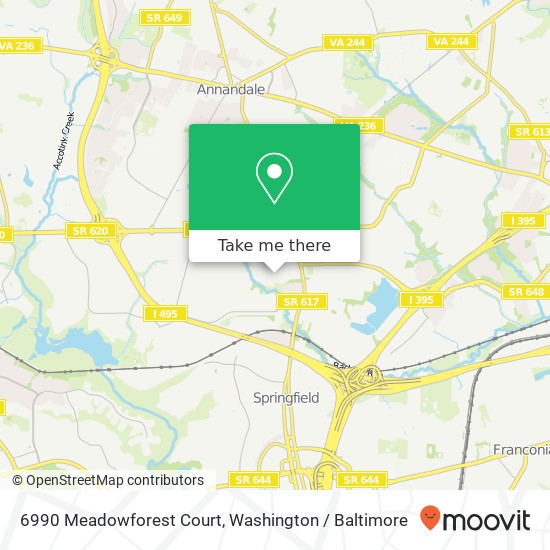 Mapa de 6990 Meadowforest Court, 6990 Meadowforest Ct, Springfield, VA 22151, USA