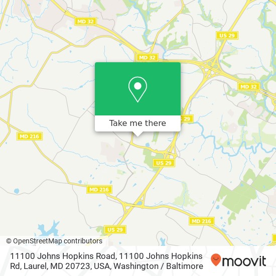 Mapa de 11100 Johns Hopkins Road, 11100 Johns Hopkins Rd, Laurel, MD 20723, USA