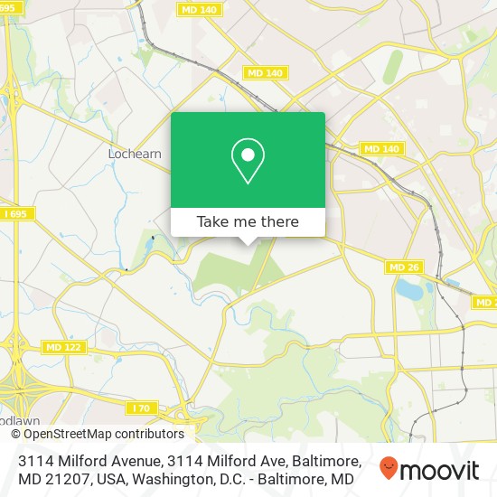 Mapa de 3114 Milford Avenue, 3114 Milford Ave, Baltimore, MD 21207, USA