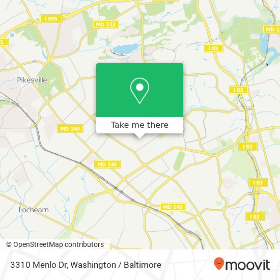 Mapa de 3310 Menlo Dr, Baltimore, MD 21215