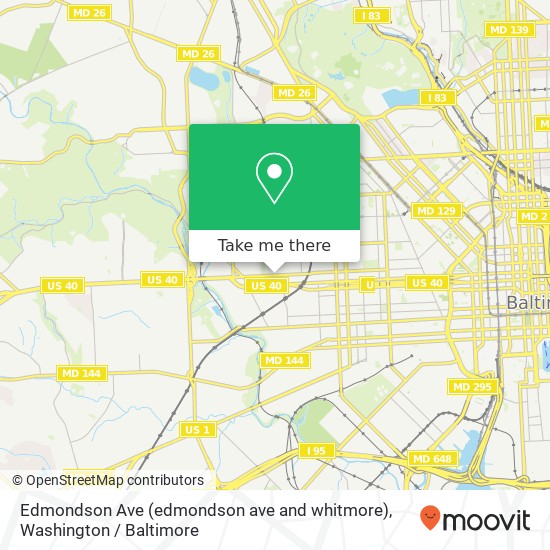 Edmondson Ave (edmondson ave and whitmore), Baltimore, MD 21216 map