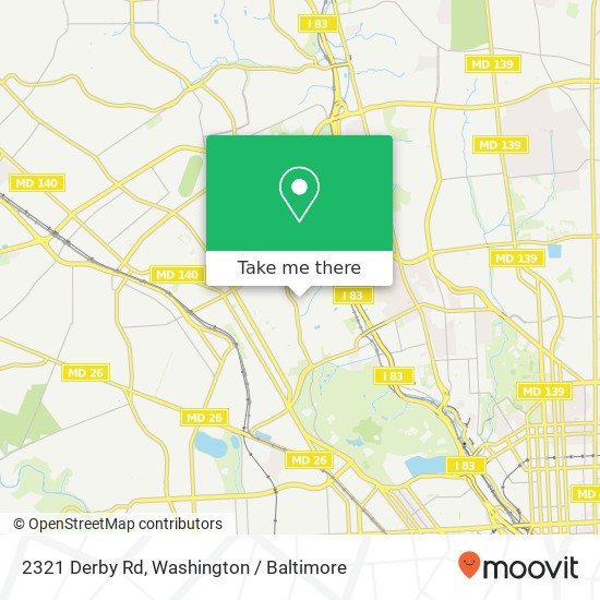 Mapa de 2321 Derby Rd, Baltimore, MD 21209