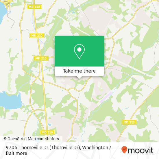 Mapa de 9705 Thorneville Dr (Thornville Dr), Fort Washington, MD 20744