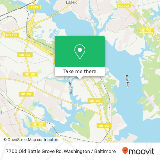 Mapa de 7700 Old Battle Grove Rd, Dundalk, MD 21222