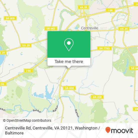 Mapa de Centreville Rd, Centreville, VA 20121