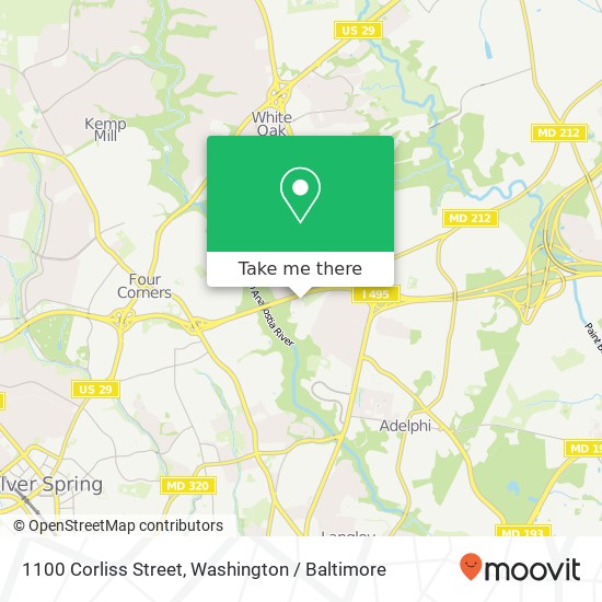 1100 Corliss Street, 1100 Corliss St, Silver Spring, MD 20903, USA map