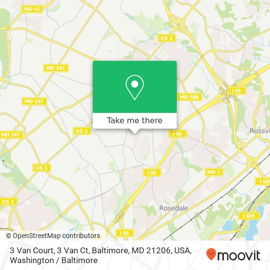 Mapa de 3 Van Court, 3 Van Ct, Baltimore, MD 21206, USA