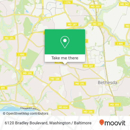 Mapa de 6120 Bradley Boulevard, 6120 Bradley Blvd, Bethesda, MD 20817, USA