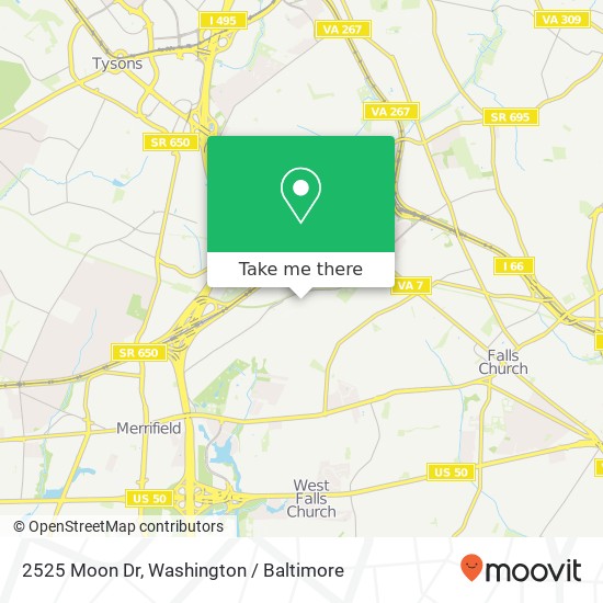 Mapa de 2525 Moon Dr, Falls Church, VA 22043