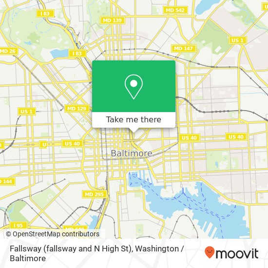 Fallsway (fallsway and N High St), Baltimore, MD 21202 map