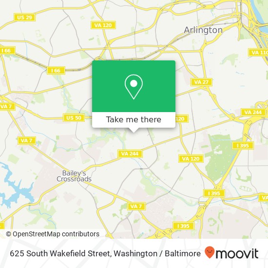 625 South Wakefield Street, 625 S Wakefield St, Arlington, VA 22204, USA map