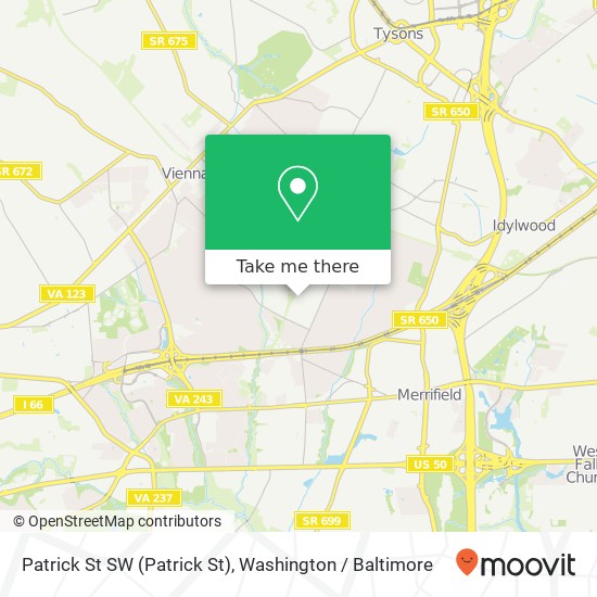 Mapa de Patrick St SW (Patrick St), Vienna, VA 22180
